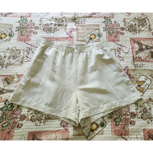 H&M Women's Pull-on Elastic Waist Shorts Linen Blend Pockets Beige Size XL - Picture 1 of 11
